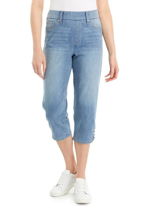 Kim Rogers® Rogers Womens Ladder Hem Detail Denim Capri Jeans 1