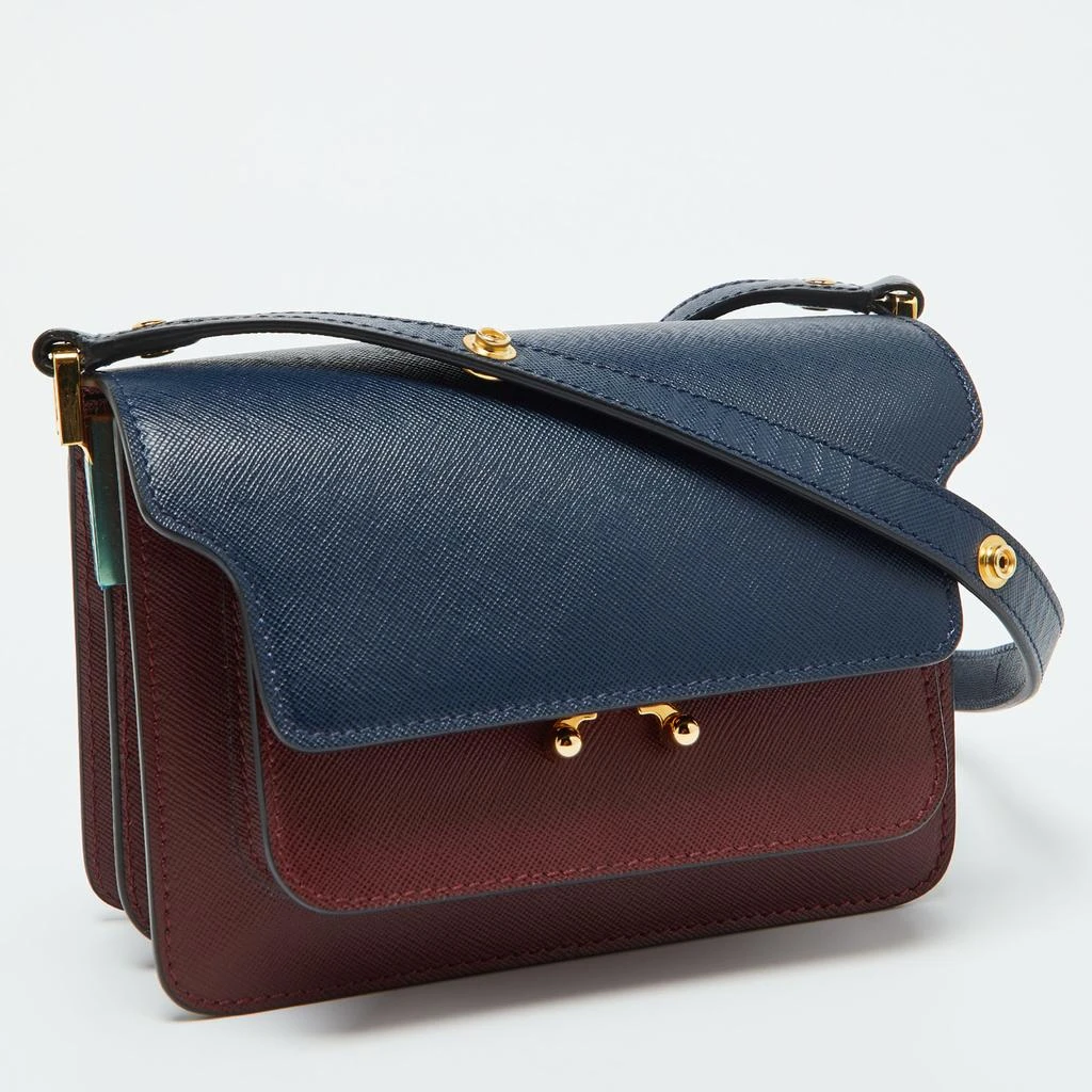 Marni Marni Burgundy/Navy Blue Leather Trunk Shoulder Bag 3