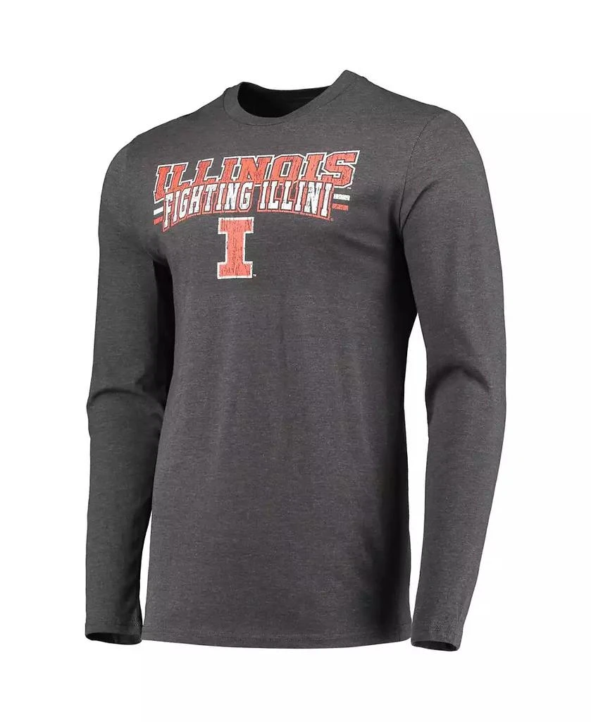 Concepts Sport Men's Navy, Heathered Charcoal Distressed Illinois Fighting Illini Meter Long Sleeve T-shirt and Pants Sleep Set 4