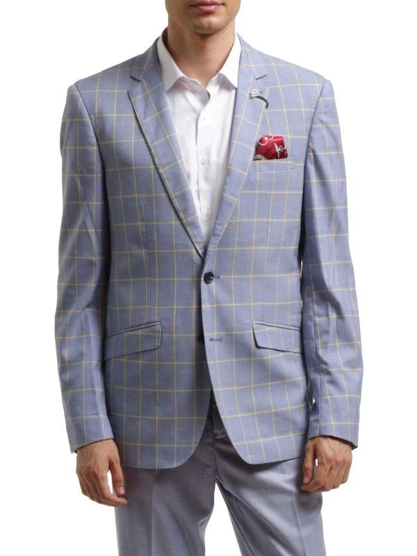 Elie Balleh Slim Modern Fit Plaid Blazer 1