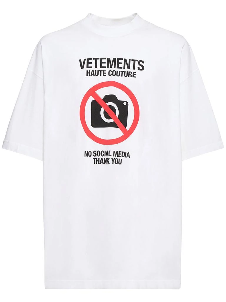 VETEMENTS No Social Media Printed Cotton T-shirt 1