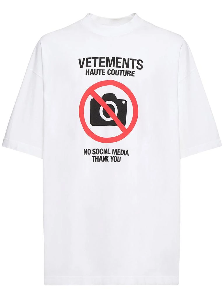 VETEMENTS No Social Media Printed Cotton T-shirt
