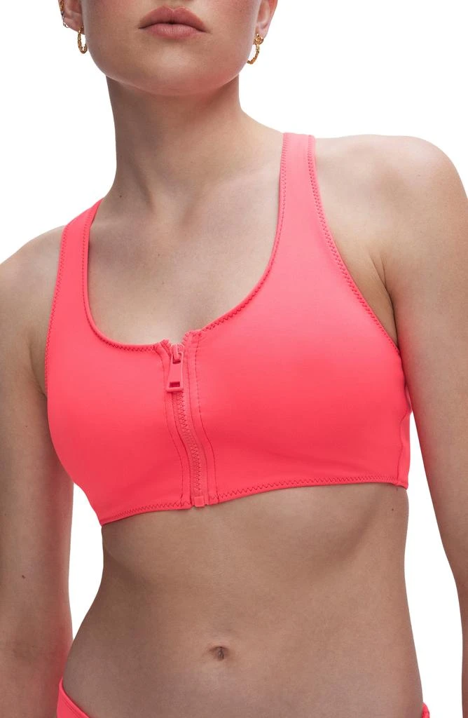 Good American Compression Zip-Up Sports Bra 1