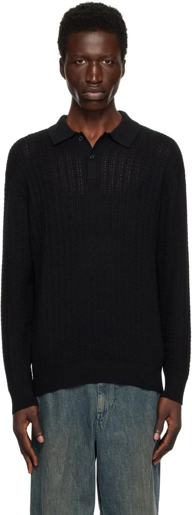 BEAMS PLUS Black Knit Cable Polo 1