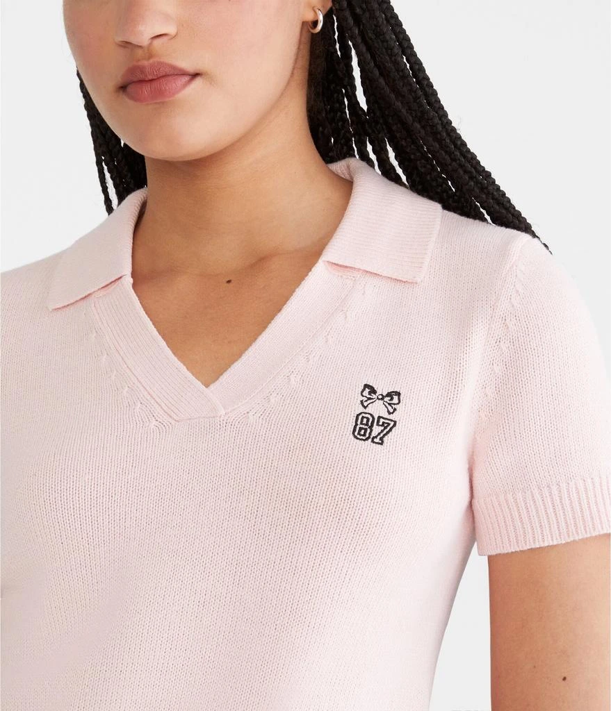 Aeropostale Bow 87 Cropped Graphic Sweater Polo 3