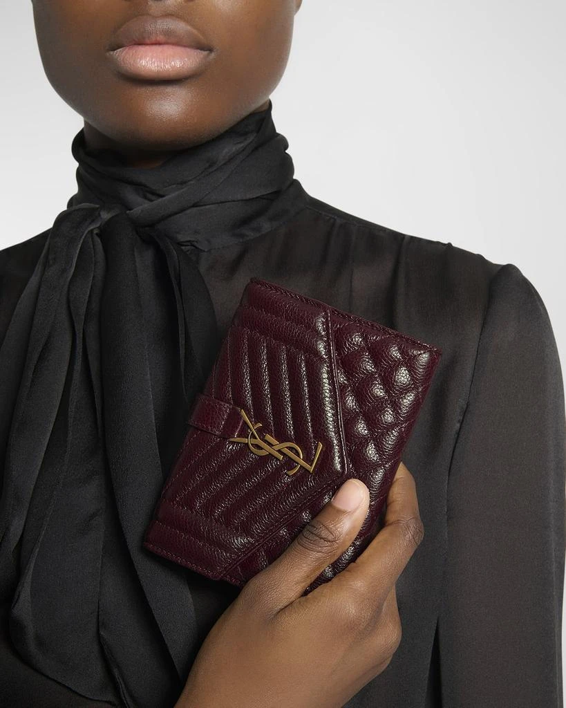 Yves Saint Laurent Small YSL Envelope Flap Wallet in Quilted Leather 3