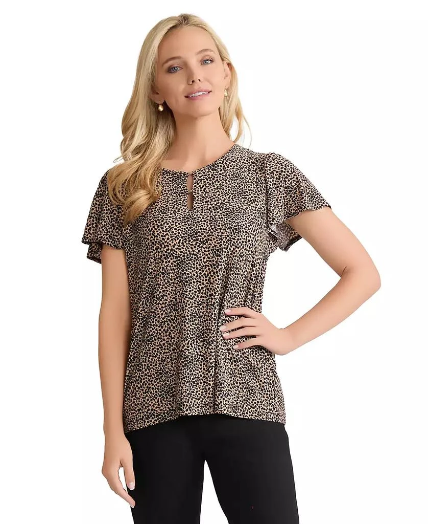 JONES NEW YORK Women
s Printed Flutter Sleeve Top