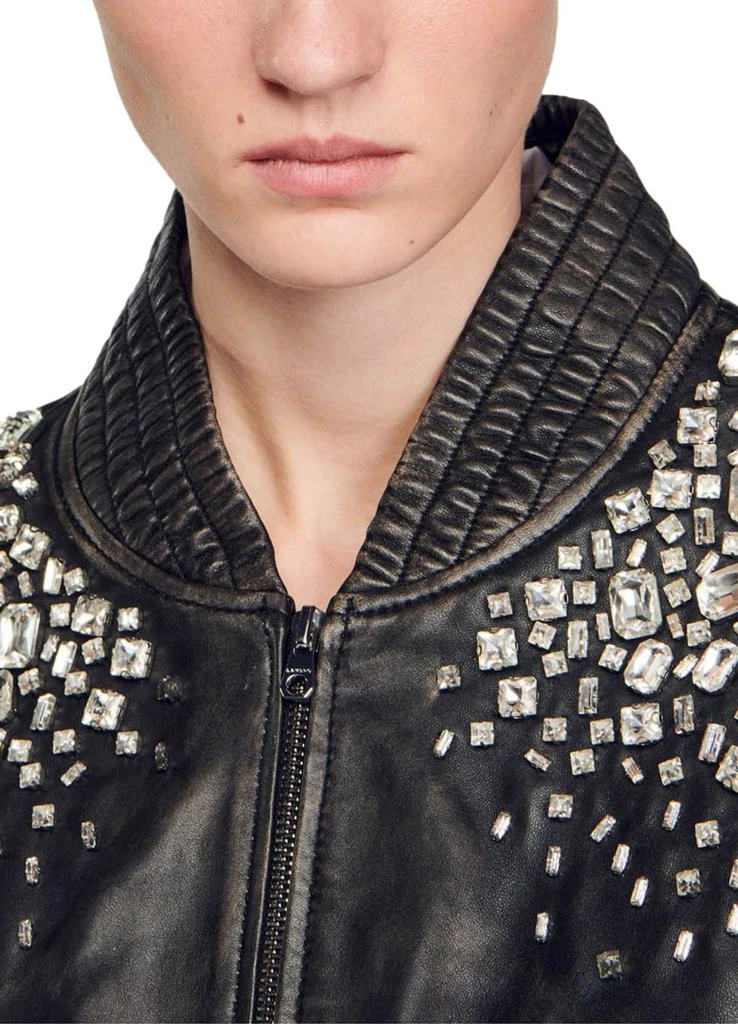 Sandro Crystal-studded leather jacket 4