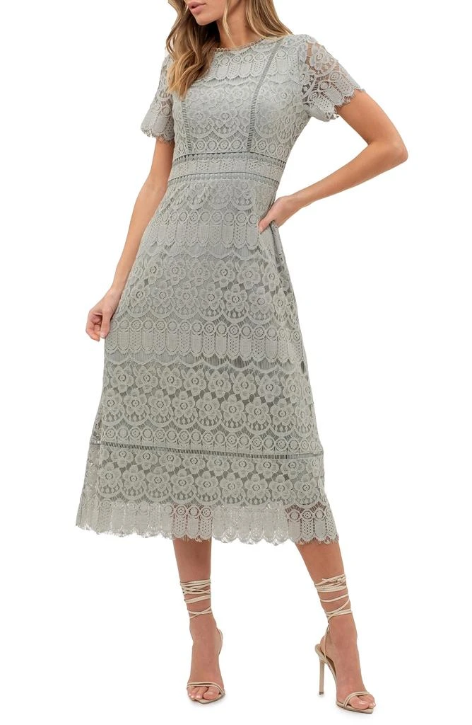 AUGUST SKY Scalloped Lace Midi Dress 1