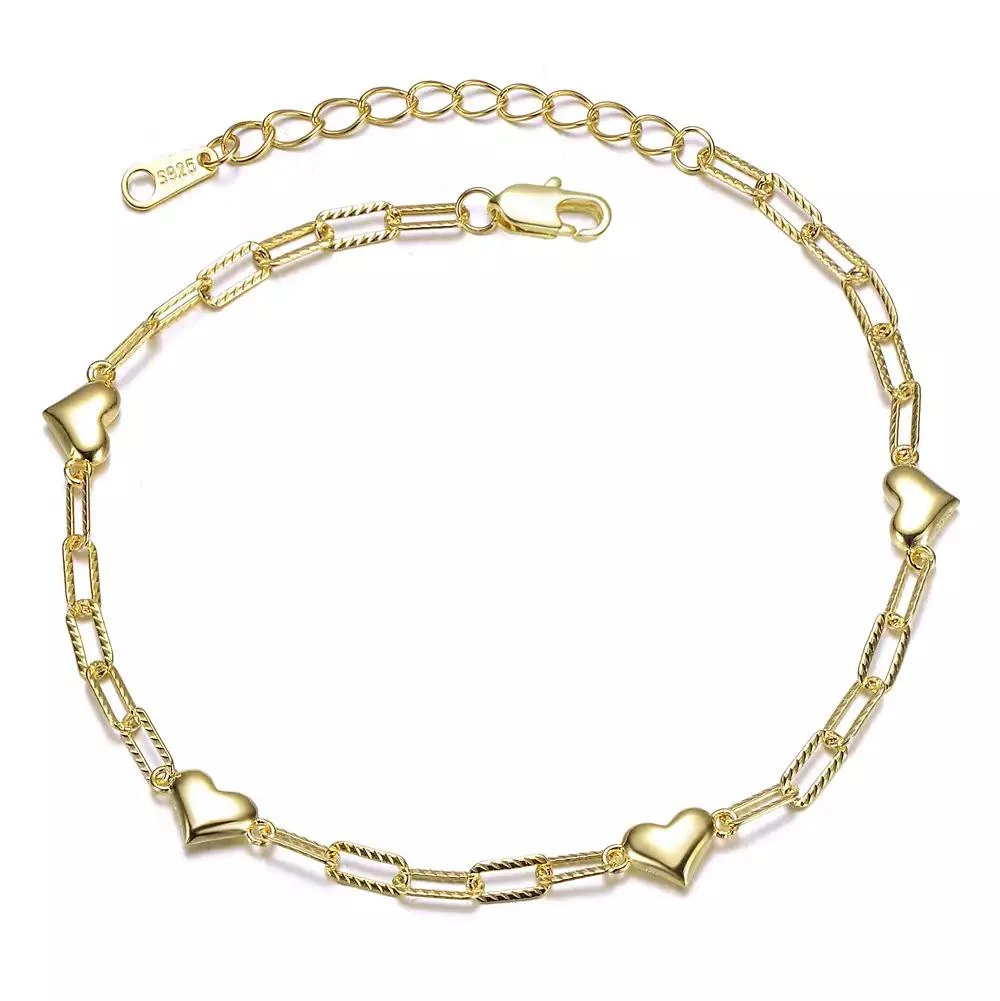 GiGiGirl 14k Gold Plated with Heart Link Chain Adjustable Bracelet