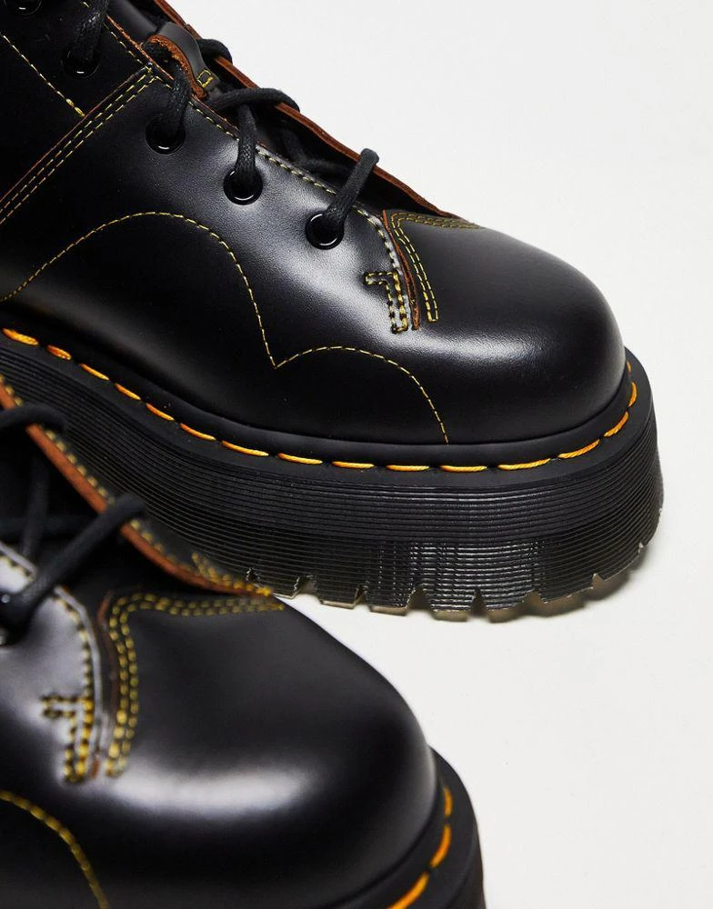 Dr. Martens Dr Martens unisex Church quad 5 eye boots in black vintage smooth leather 4
