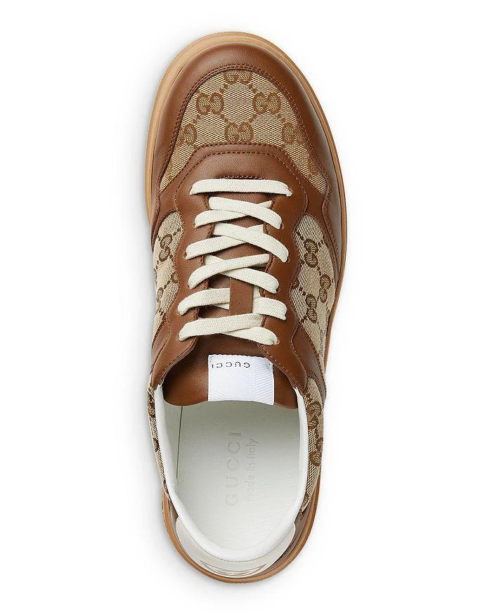 Gucci Men's Chunky B Lace Up Leather and Canvas Sneakers 3