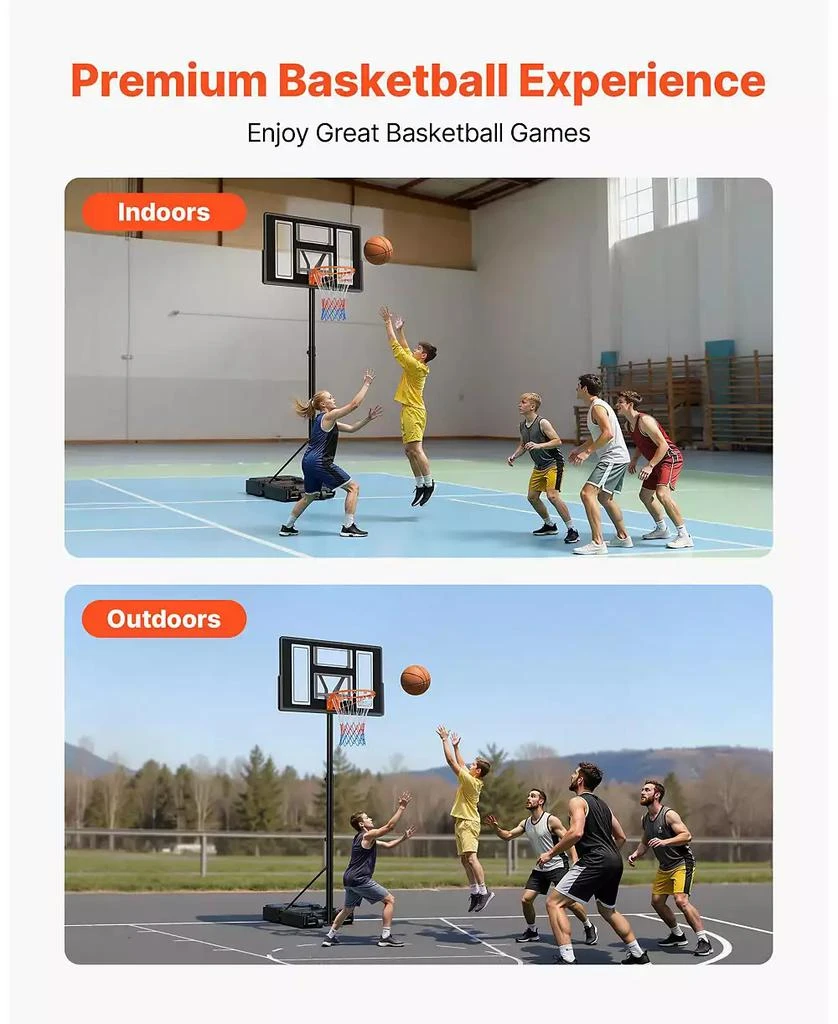 Mecale Portable Basketball Hoop, 4.4–10 ft Height Adjustable Stand, Built-In Rolling Wheels, Adjustable Goal System 4