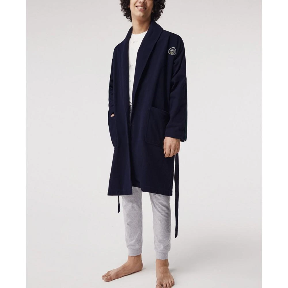 Lacoste Men's Sport-Inspired Textured Badges Cotton Pique Bathrobe