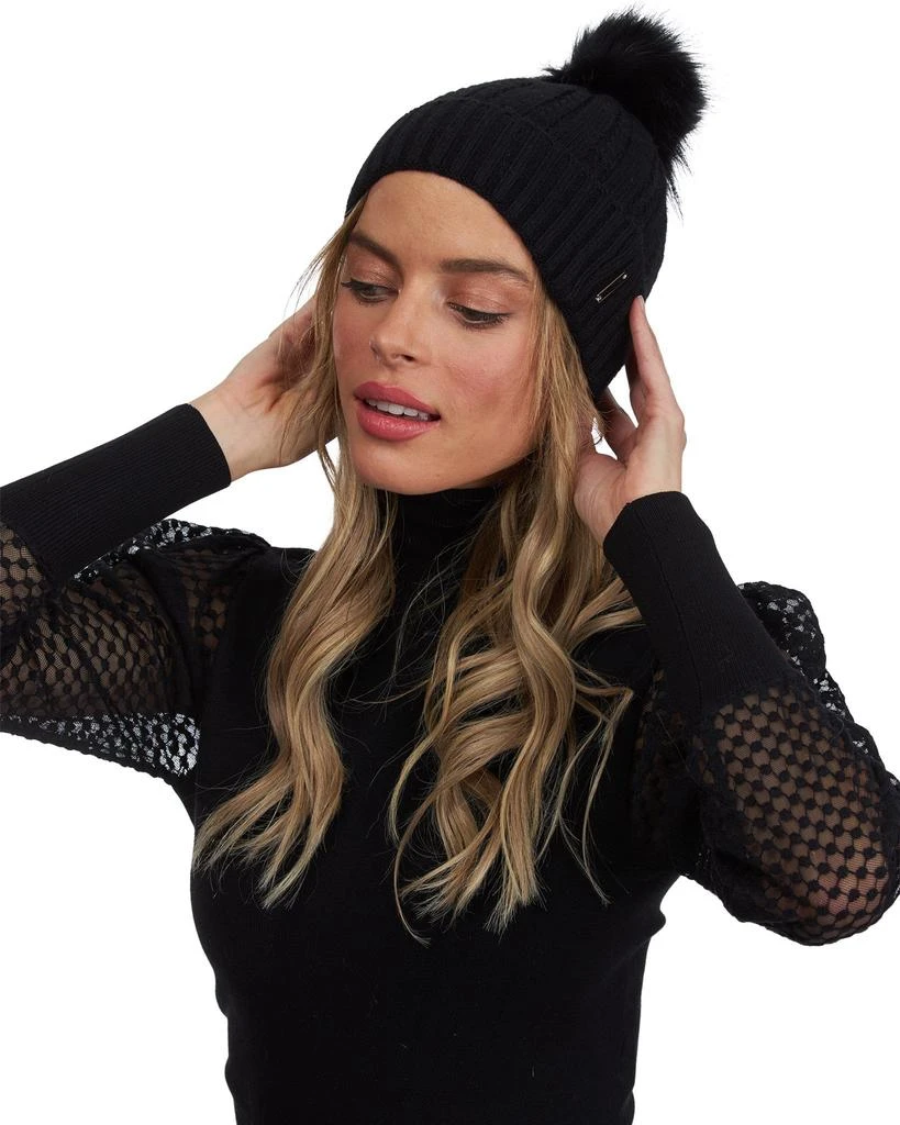 Gorski Knit Hat with Silver Fox Pompom 2
