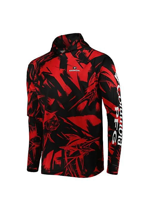 Columbia Ncaa Georgia Bulldogs Super Terminal Tackle Omni Shade Raglan Long Sleeve Hoodie T Shirt 2