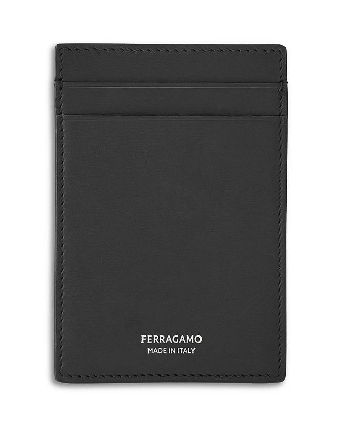 Salvatore Ferragamo Calfskin Leather Money Clip Card Holder