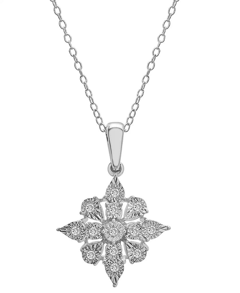 Macy's Diamond Cluster 18" Pendant Necklace (1/10 ct. t.w.)  in Sterling Silver, Created for Macy's