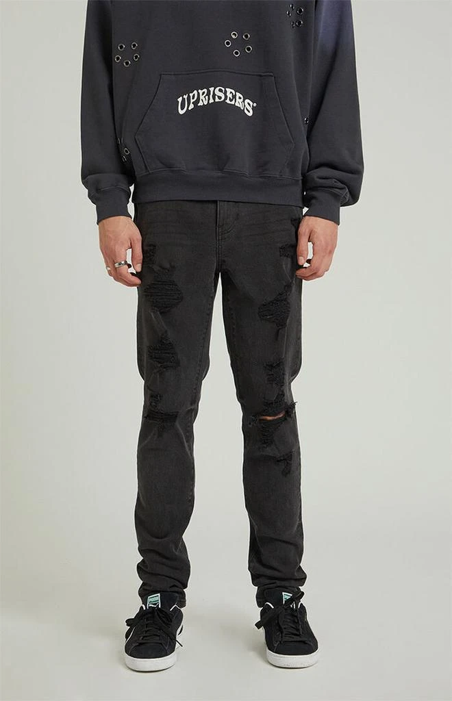 PacSun Stacked Skinny Black Destroyed Jeans 2