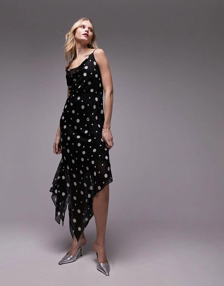 Topshop Topshop sheer midi slip dress in mono spot 1