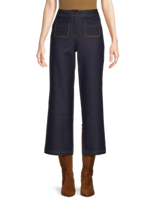 NANETTE nanette lepore Wide Leg Cropped Denim Pants 1