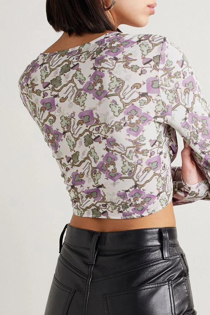 Isabel Marant Jinea cropped twisted printed jersey top 3