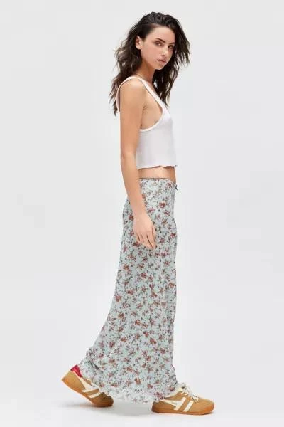 Urban Outfitters UO Floral Mesh Low Rise Column Maxi Skirt 2