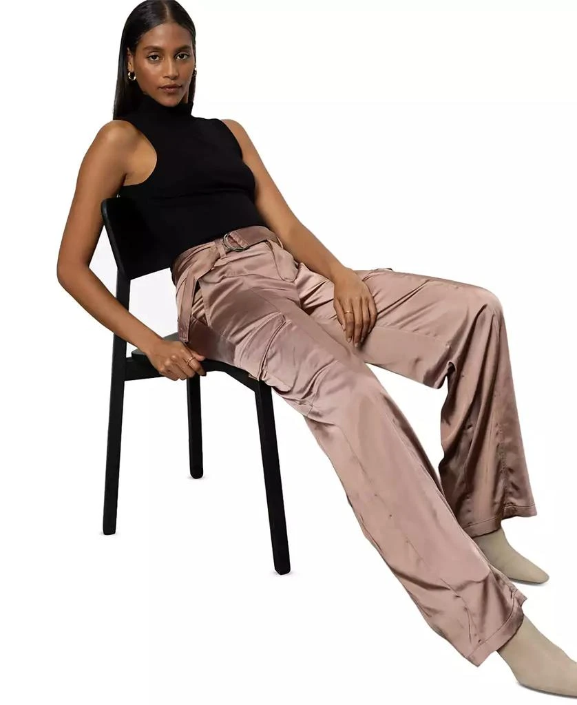 Sanctuary Women's Satin Wide-Leg Cargo Pants 5