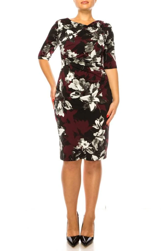 Connected Apparel Connected Apparel - Draped Bodice Floral Dress 1