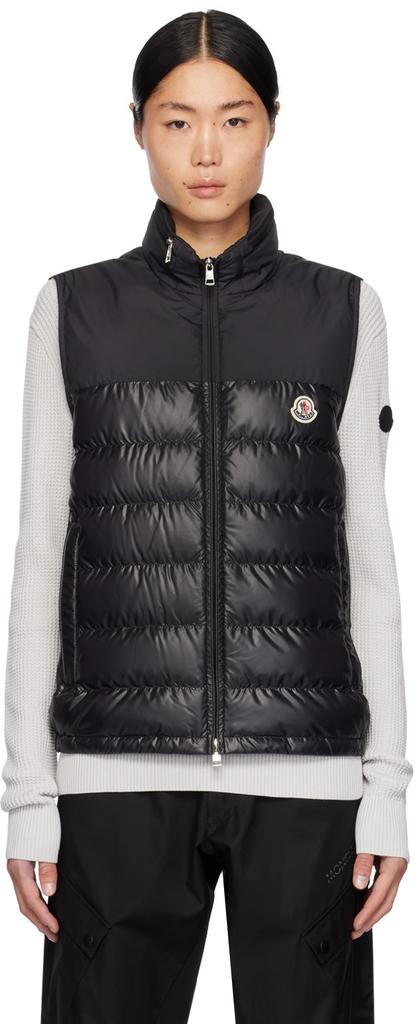 Shop Moncler x Palm Angels Black Gwenyth Down Vest on Sale