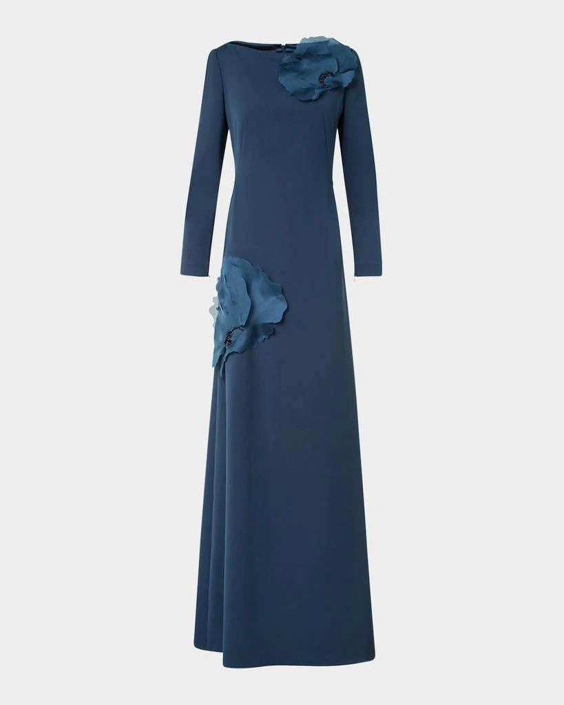 Akris Organza Anemone Corsage Long-Sleeve Crepe Gown - Dresses & Skirts -  Free Shipping - BeyondStyle