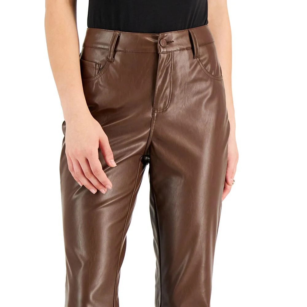 Dollhouse Juniors' Glossy High Rise Faux-Leather Flare Jeans 7