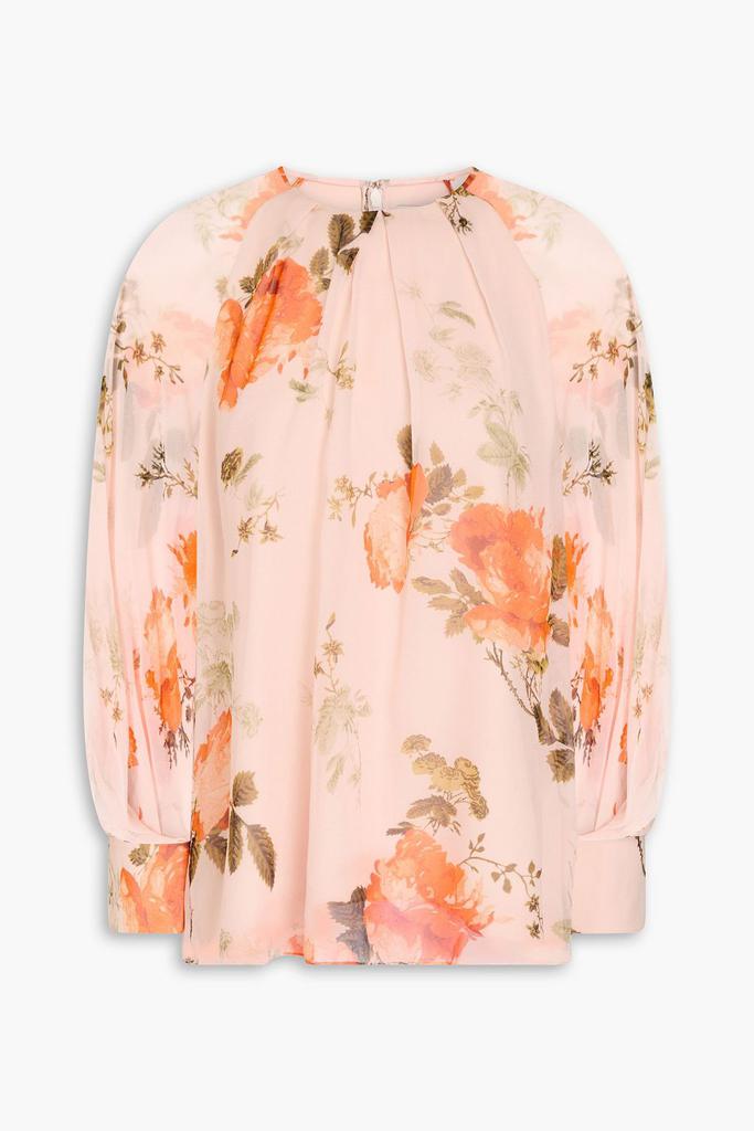 Erdem Pleated floral-print silk-chiffon blouse