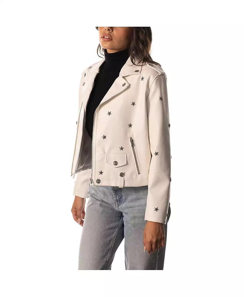 The Wild Collective Women's White Dallas Cowboys Faux Leather Full-Zip Racing Jacket