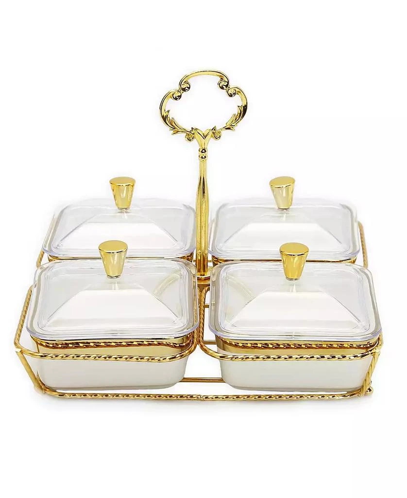 Classic Touch 4-Piece Bowl Relish Dish on Base Set 2