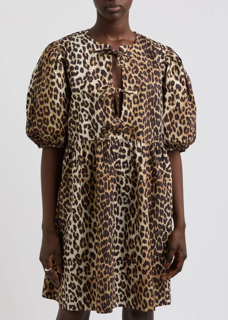 Ganni Leopard-print cotton-poplin mini dress 2