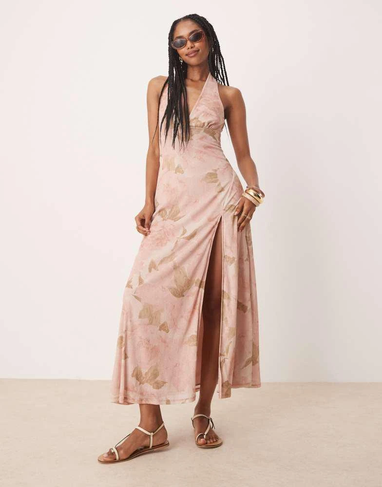 pink midi dress womens Yesina Halter Jersey Midi Dress | Pink | Womens
