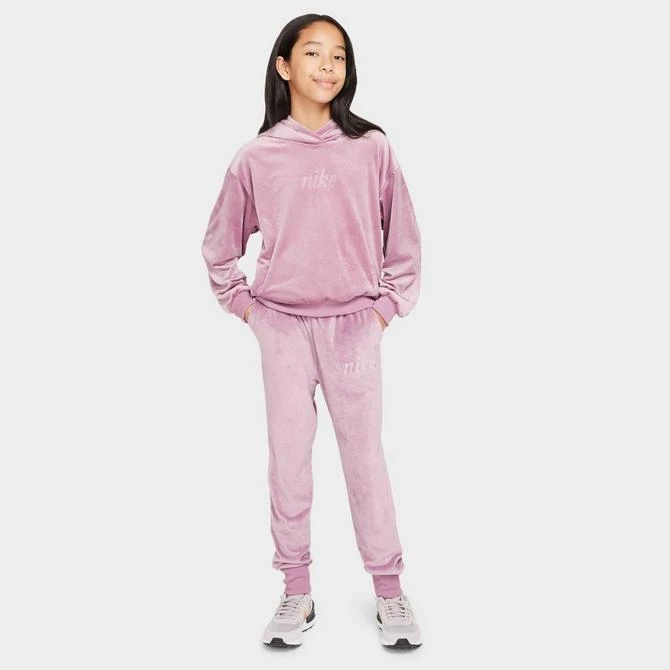 NIKE Girls' Nike Sportswear Velour Pullover Hoodie 2