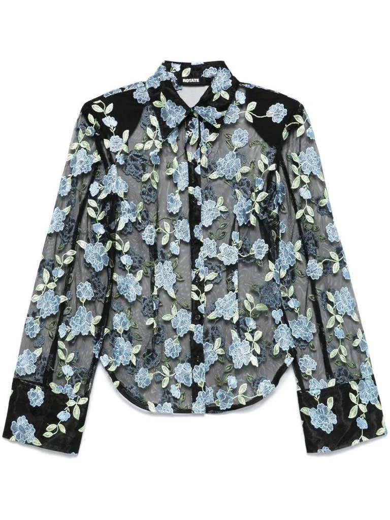 ROTATE Birger Christensen Rotate Birger Christensen Semi-Sheer Shirt With Floral Embroidery 1