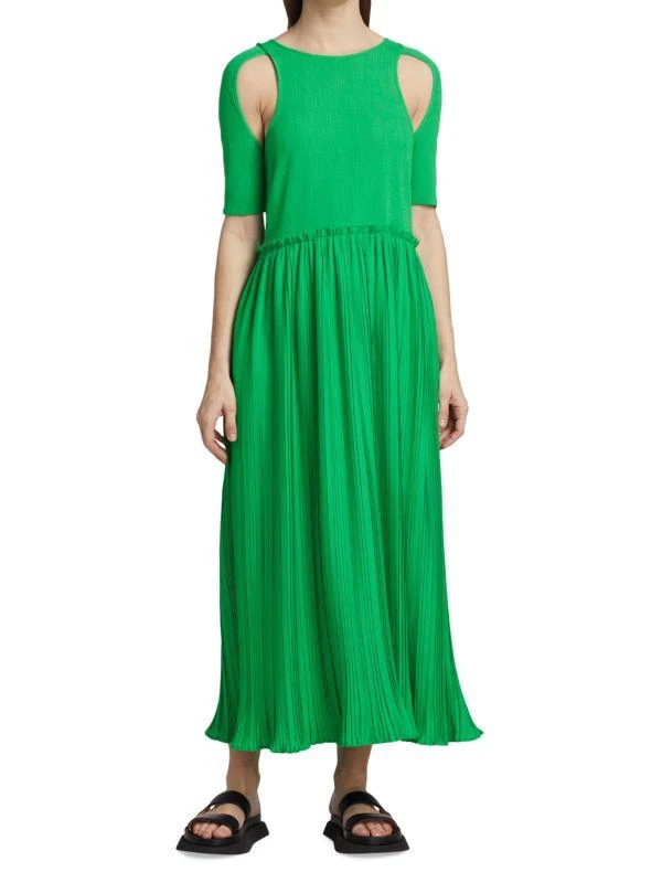Deveaux New York Adina Pleated Shoulder Cut Out Midi-Dress 1