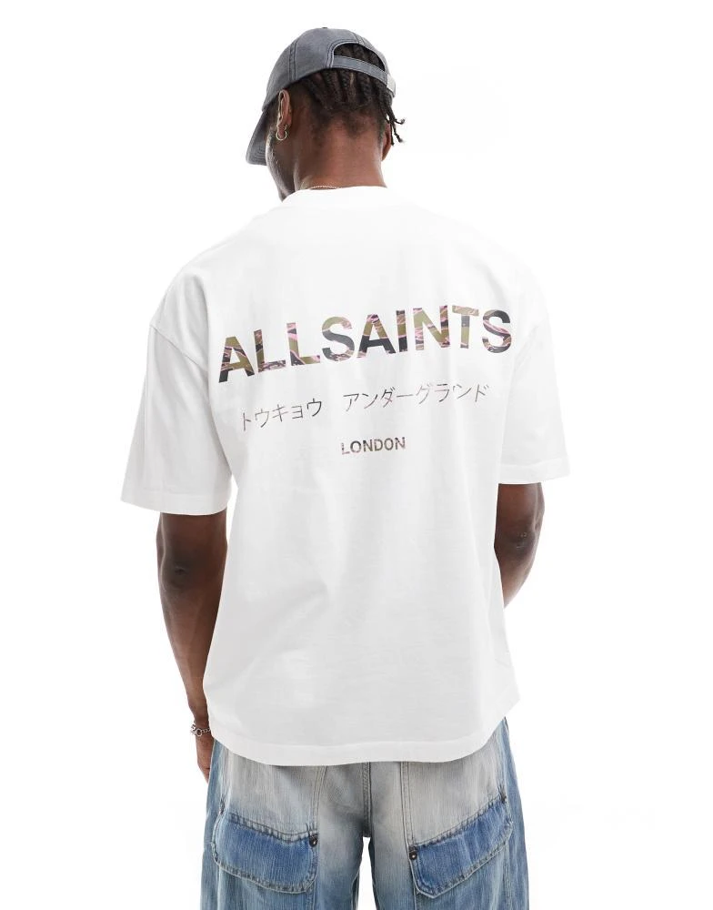ALL SAINTS AllSaints Underground oversized t-shirt in white camo 1
