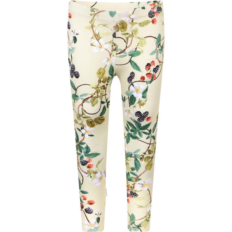 MOLO Blackberry vines print organic leggings in light green