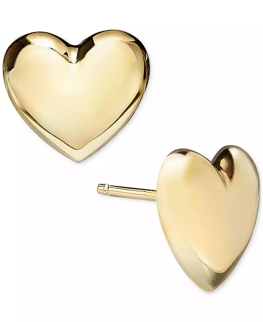 Macy's Polished Puffed Heart Stud Earrings in 10k Yellow Gold, Created for Macy's 4