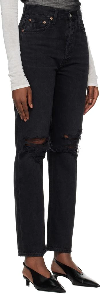 AGOLDE Black 90's Pinch Waist High Rise Straight Jeans 2