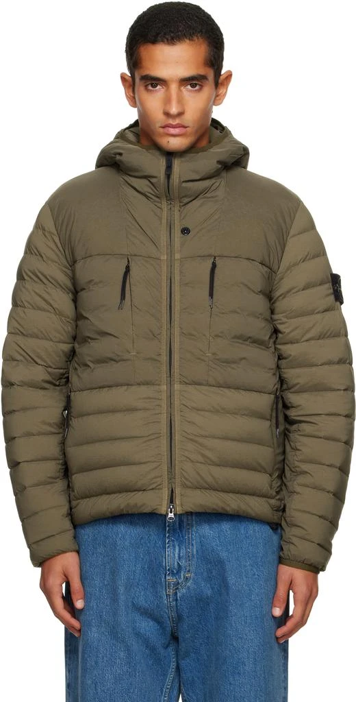 Stone Island Khaki 4100020 Seamless Tunnel Nylon Down-TC Jacket