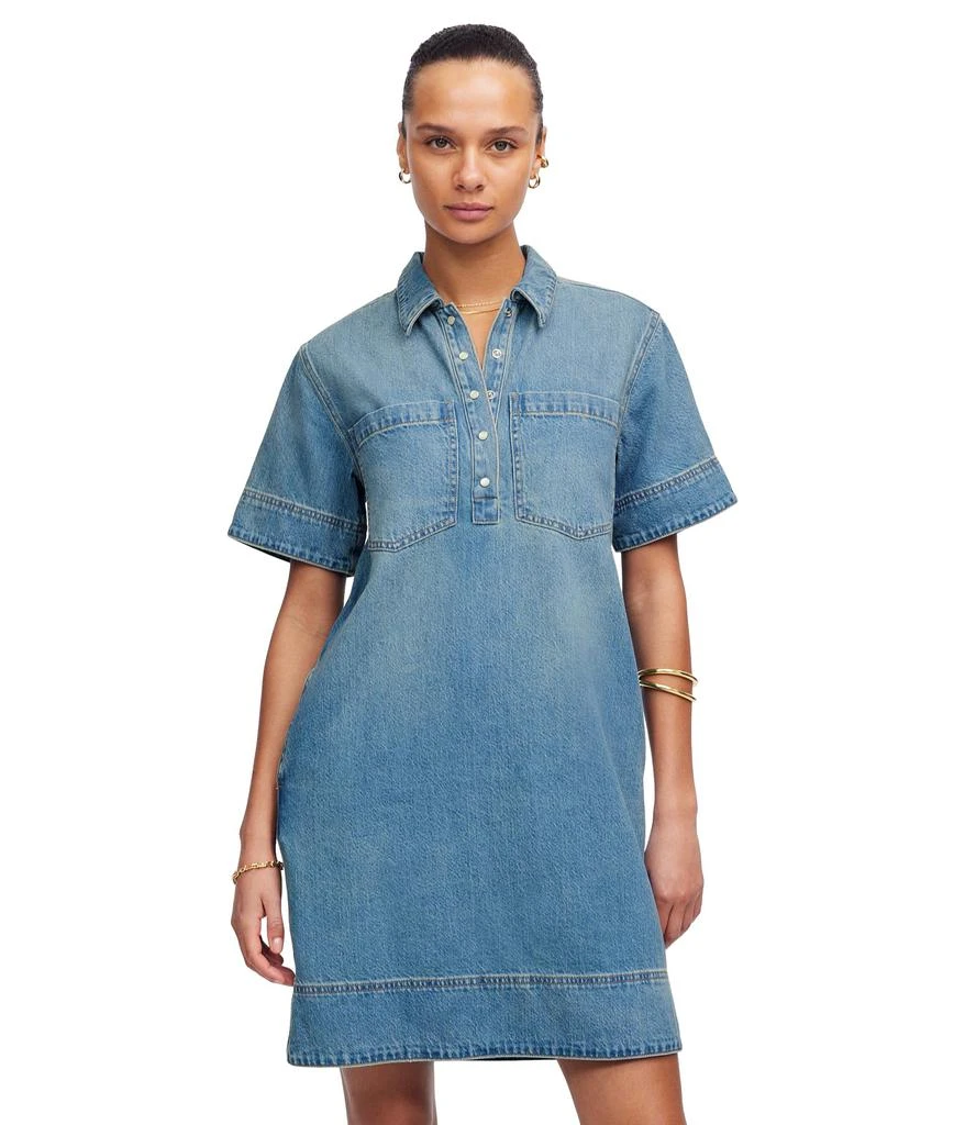 Madewell Short Sleeve Popover Denim Mini Dress In Robertson 1