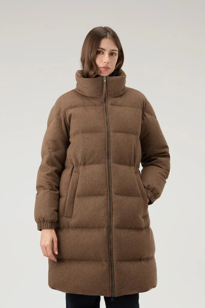 Woolrich Pure Virgin Wool Long Down Jacket Crafted with a Loro Piana Fabric - Women - Blue 4