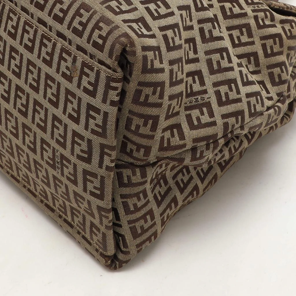 Fendi Fendi Beige/Brown Zucchino Canvas and Leather Accordion Tote 24