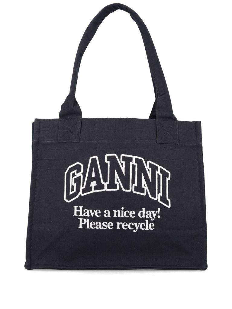 Ganni Butterfly Small Pouch Bow Eyelet Denim - Tote Bags