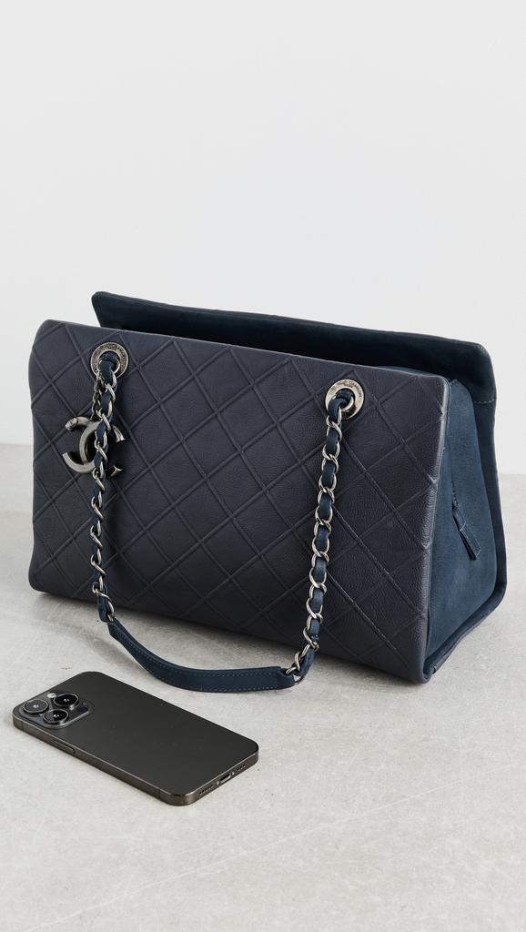What Goes Around Comes Around Chanel Navy Calfskin Zip Shopping Tote
